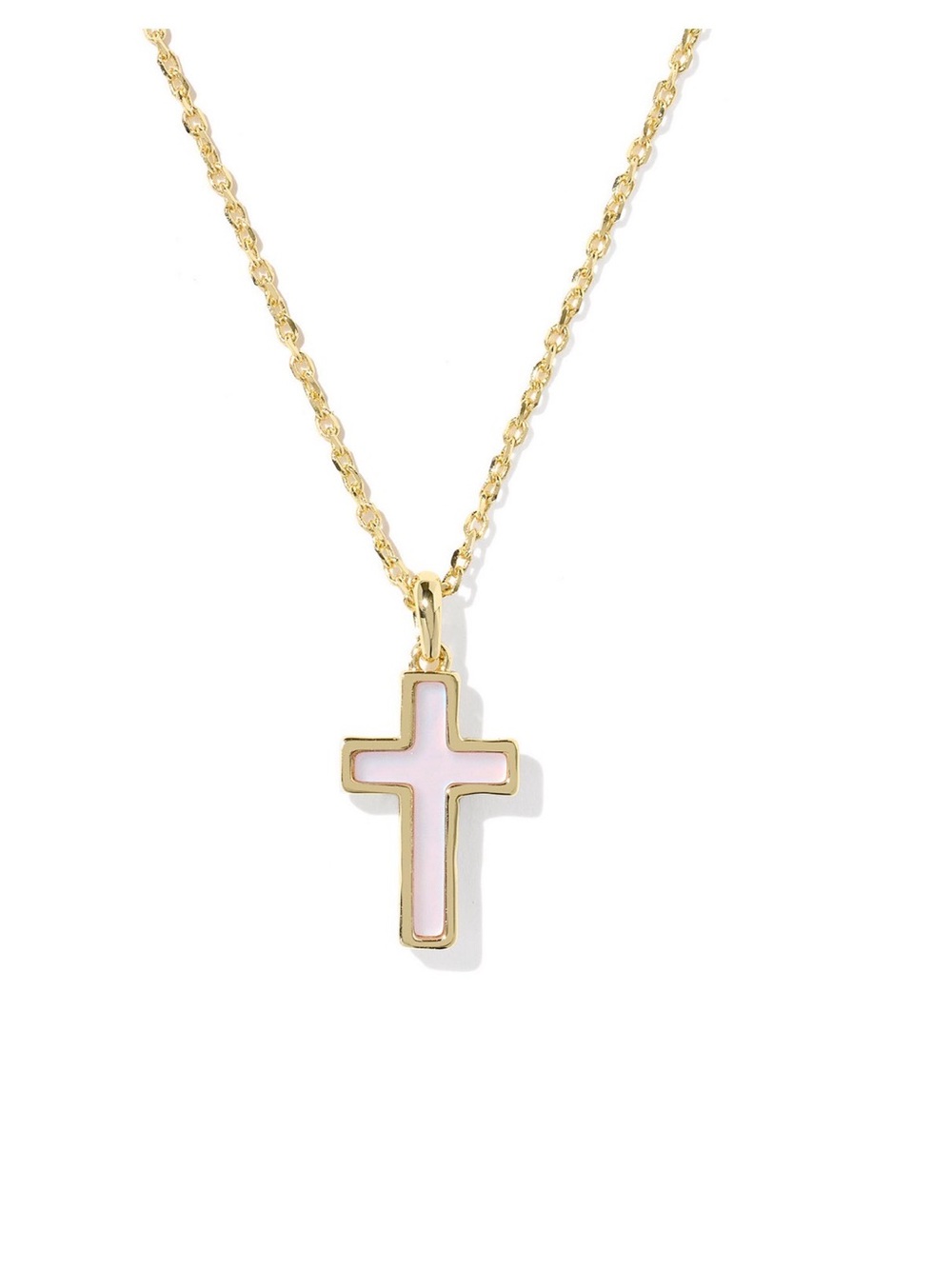 Kendra Scott Gold Pink Enamel Cross Pendant Necklace